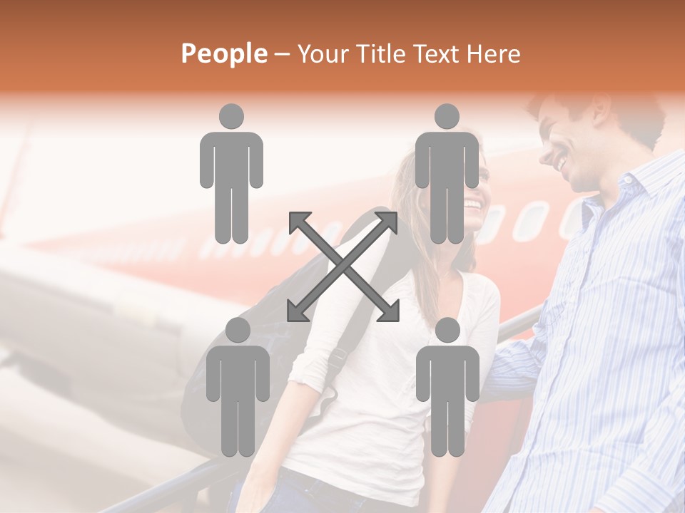 A Man And A Woman Standing Next To An Airplane PowerPoint Template