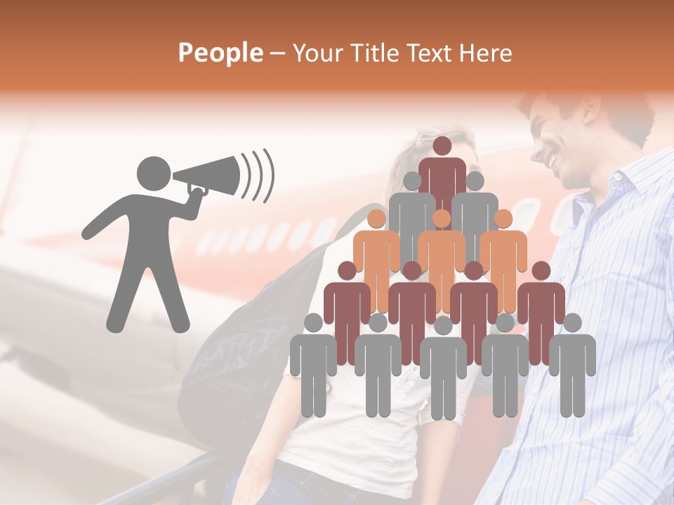 A Man And A Woman Standing Next To An Airplane PowerPoint Template