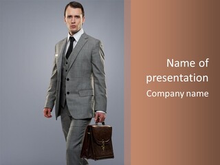 Brunette Briefcase Young PowerPoint Template