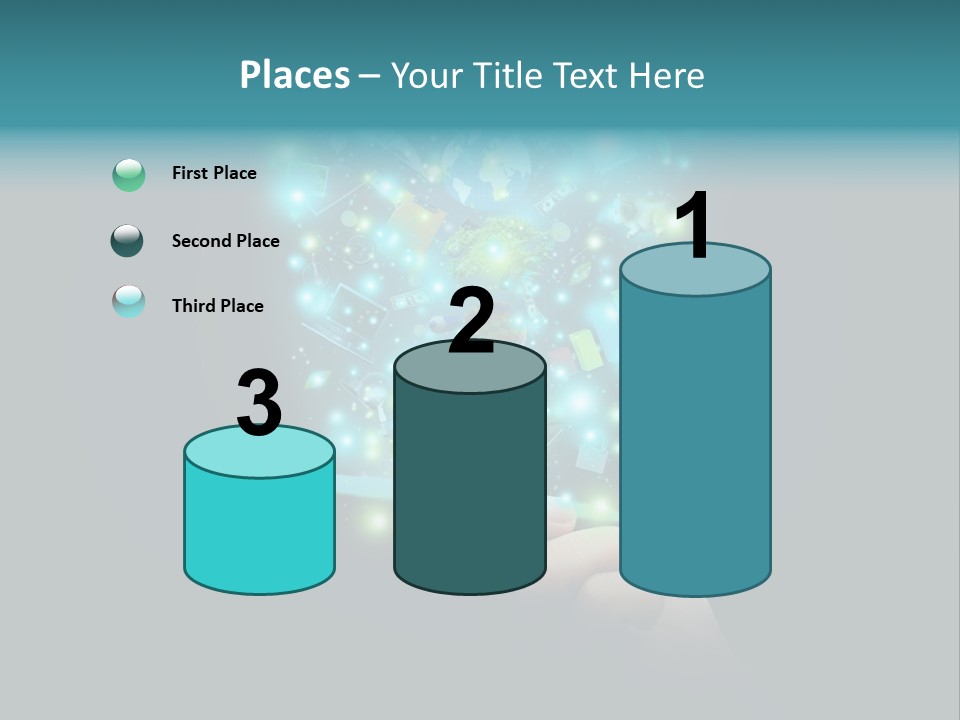 A Person Holding A Cell Phone With A Lot Of Lights Coming Out Of It PowerPoint Template