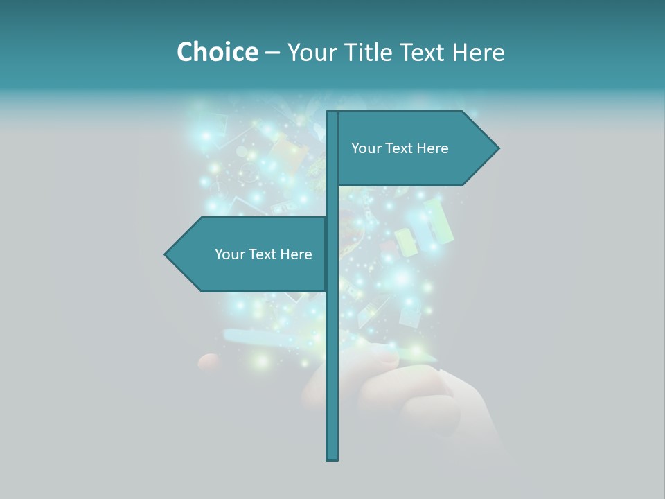 A Person Holding A Cell Phone With A Lot Of Lights Coming Out Of It PowerPoint Template