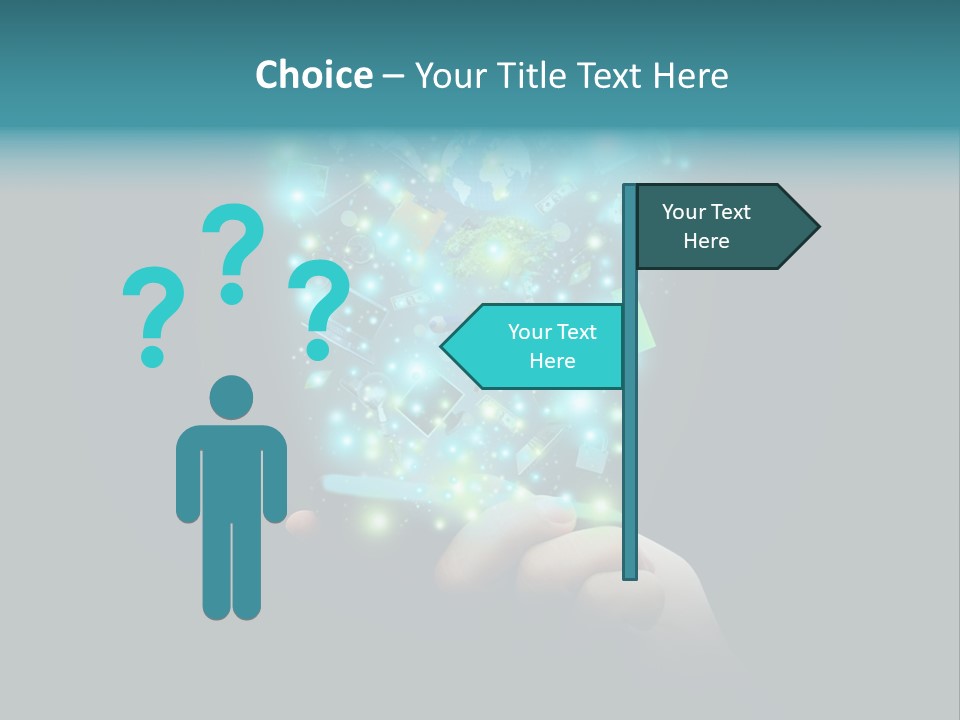 A Person Holding A Cell Phone With A Lot Of Lights Coming Out Of It PowerPoint Template