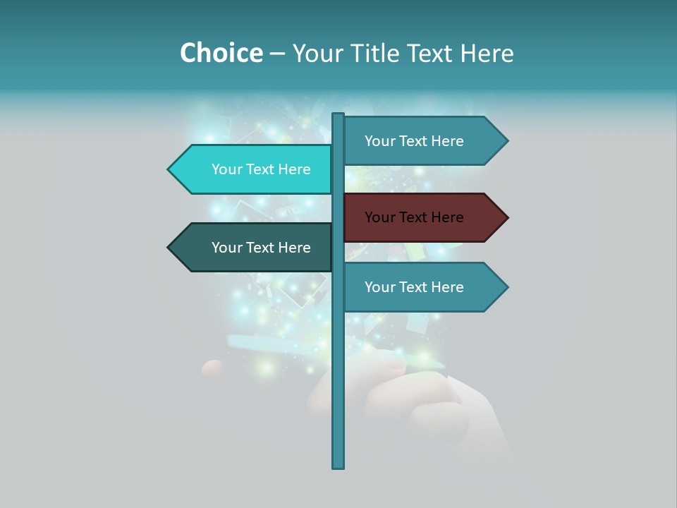A Person Holding A Cell Phone With A Lot Of Lights Coming Out Of It PowerPoint Template
