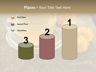 A Cup Of Tea With Dandelions On A Wooden Table PowerPoint Template