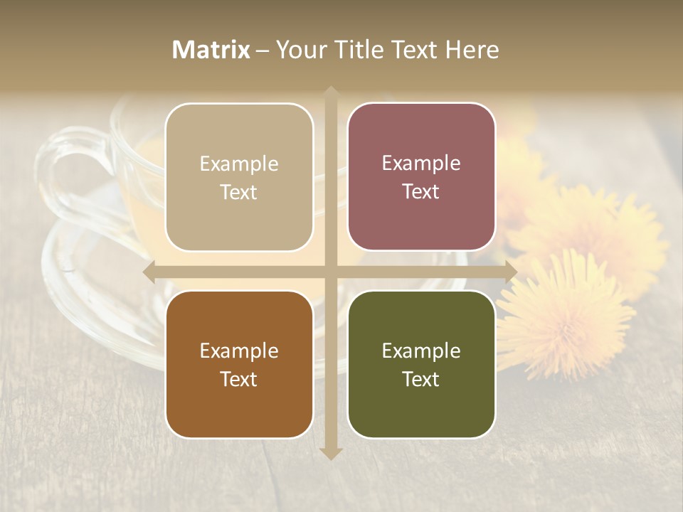 A Cup Of Tea With Dandelions On A Wooden Table PowerPoint Template