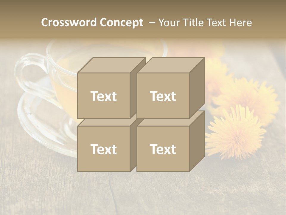 A Cup Of Tea With Dandelions On A Wooden Table PowerPoint Template