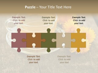 A Cup Of Tea With Dandelions On A Wooden Table PowerPoint Template