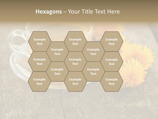 A Cup Of Tea With Dandelions On A Wooden Table PowerPoint Template