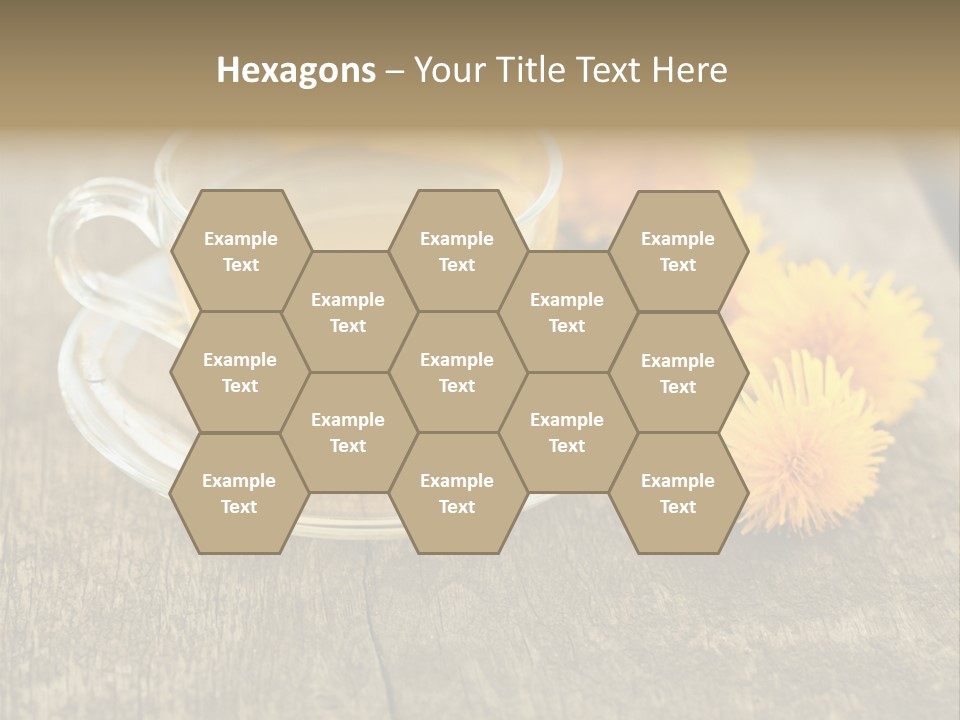 A Cup Of Tea With Dandelions On A Wooden Table PowerPoint Template
