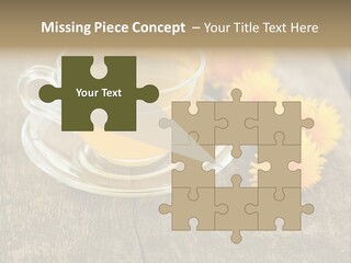 A Cup Of Tea With Dandelions On A Wooden Table PowerPoint Template