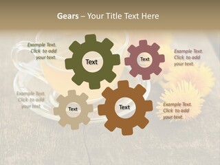 A Cup Of Tea With Dandelions On A Wooden Table PowerPoint Template