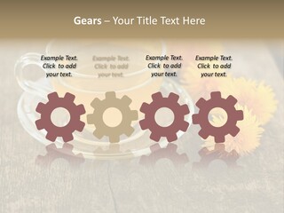 A Cup Of Tea With Dandelions On A Wooden Table PowerPoint Template