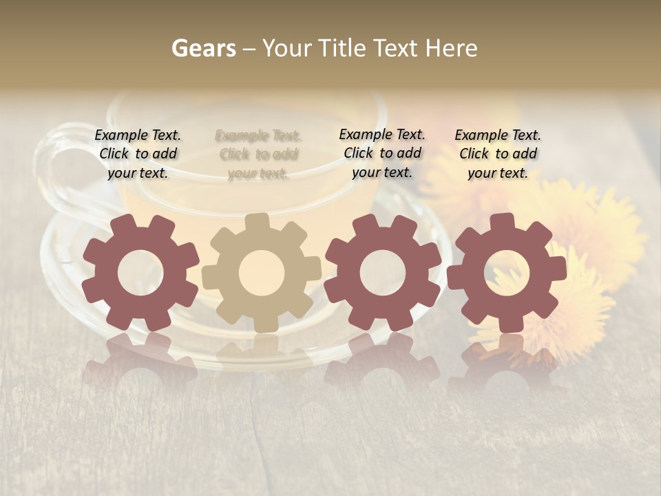 A Cup Of Tea With Dandelions On A Wooden Table PowerPoint Template