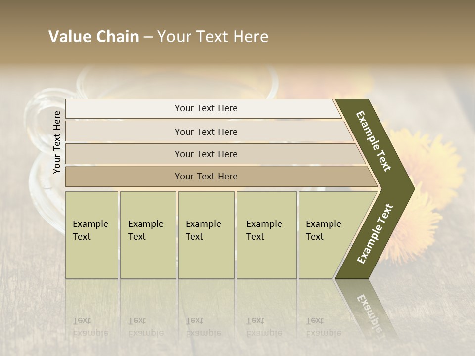 A Cup Of Tea With Dandelions On A Wooden Table PowerPoint Template