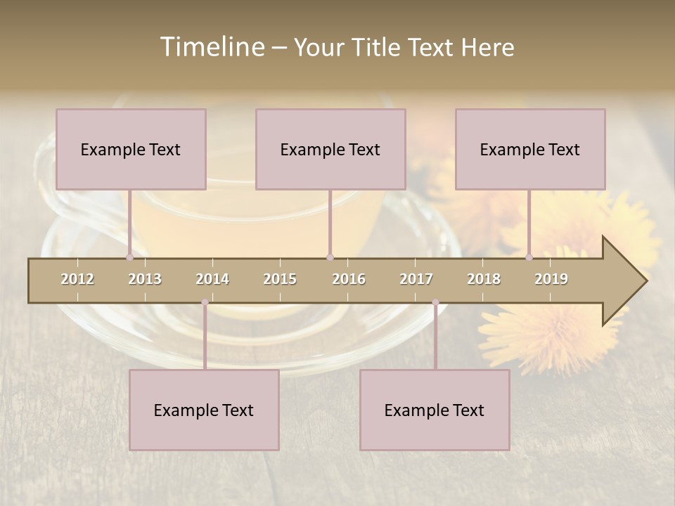 A Cup Of Tea With Dandelions On A Wooden Table PowerPoint Template