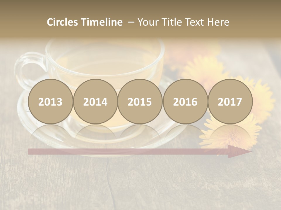 A Cup Of Tea With Dandelions On A Wooden Table PowerPoint Template