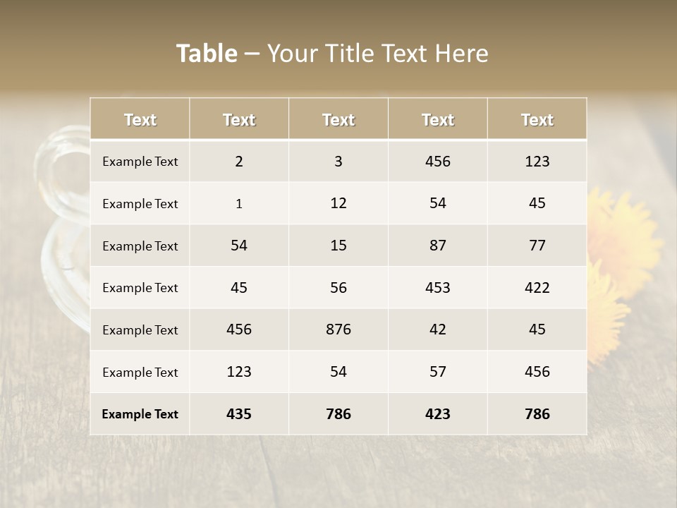 A Cup Of Tea With Dandelions On A Wooden Table PowerPoint Template