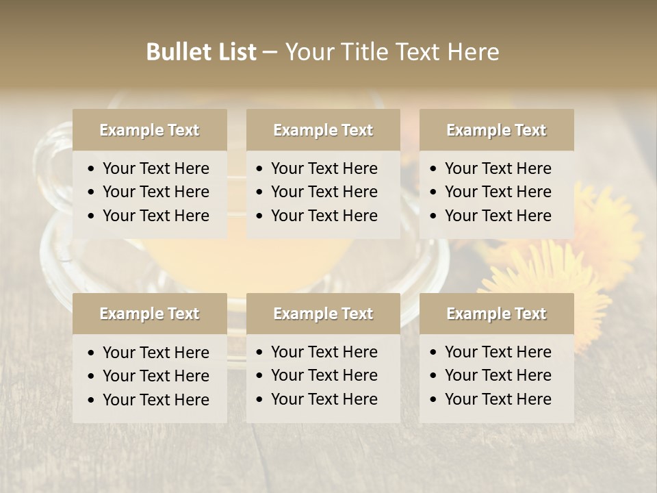 A Cup Of Tea With Dandelions On A Wooden Table PowerPoint Template