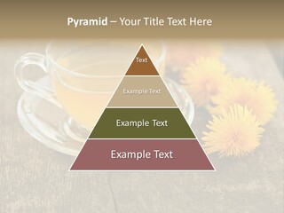 A Cup Of Tea With Dandelions On A Wooden Table PowerPoint Template