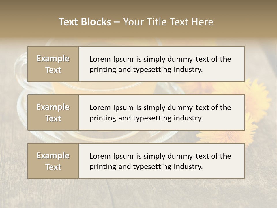 A Cup Of Tea With Dandelions On A Wooden Table PowerPoint Template