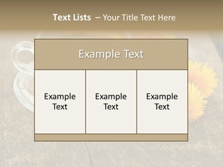 A Cup Of Tea With Dandelions On A Wooden Table PowerPoint Template