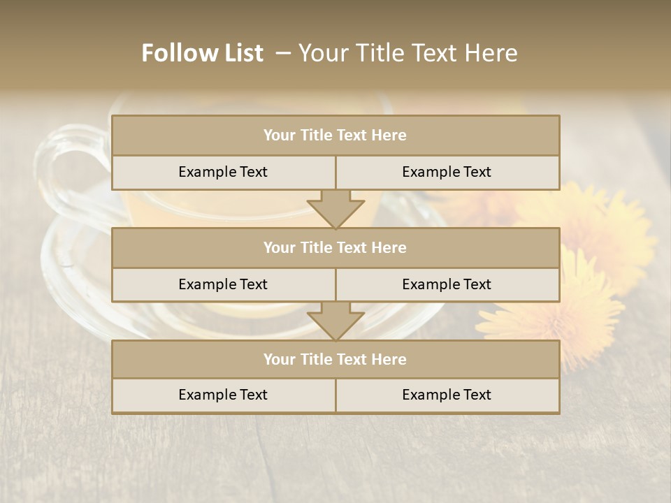 A Cup Of Tea With Dandelions On A Wooden Table PowerPoint Template