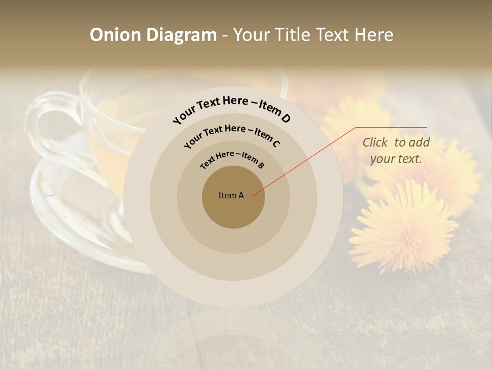A Cup Of Tea With Dandelions On A Wooden Table PowerPoint Template
