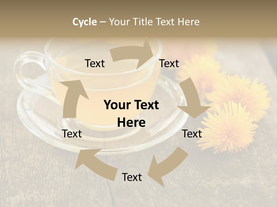 A Cup Of Tea With Dandelions On A Wooden Table PowerPoint Template