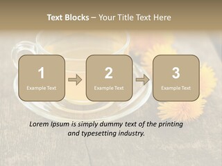 A Cup Of Tea With Dandelions On A Wooden Table PowerPoint Template