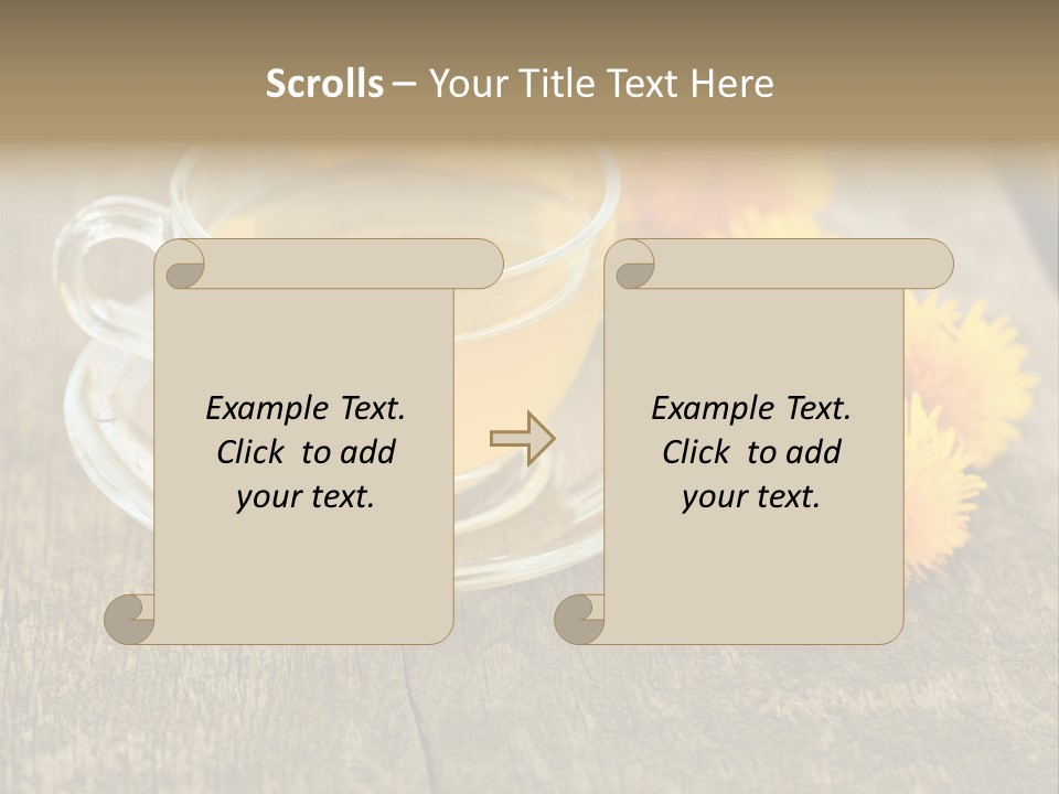 A Cup Of Tea With Dandelions On A Wooden Table PowerPoint Template