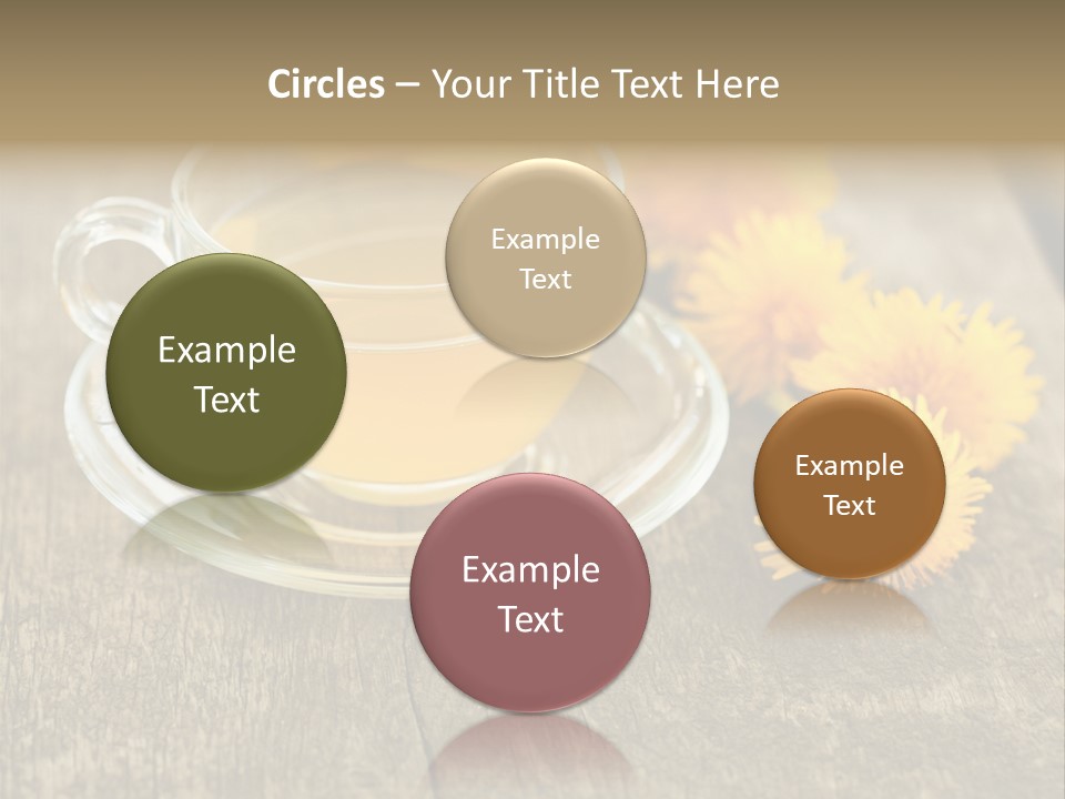 A Cup Of Tea With Dandelions On A Wooden Table PowerPoint Template