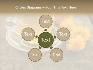A Cup Of Tea With Dandelions On A Wooden Table PowerPoint Template