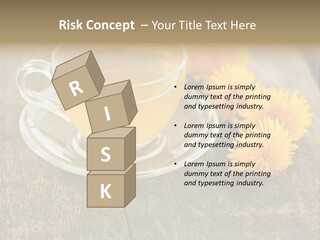 A Cup Of Tea With Dandelions On A Wooden Table PowerPoint Template