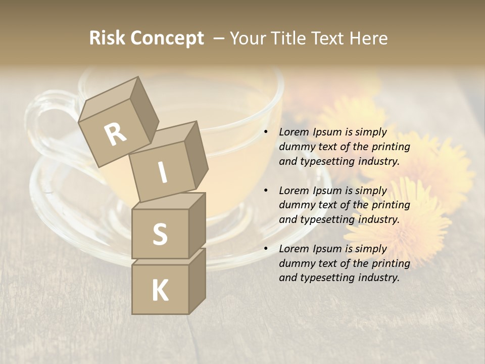 A Cup Of Tea With Dandelions On A Wooden Table PowerPoint Template