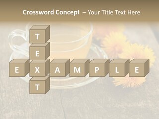 A Cup Of Tea With Dandelions On A Wooden Table PowerPoint Template