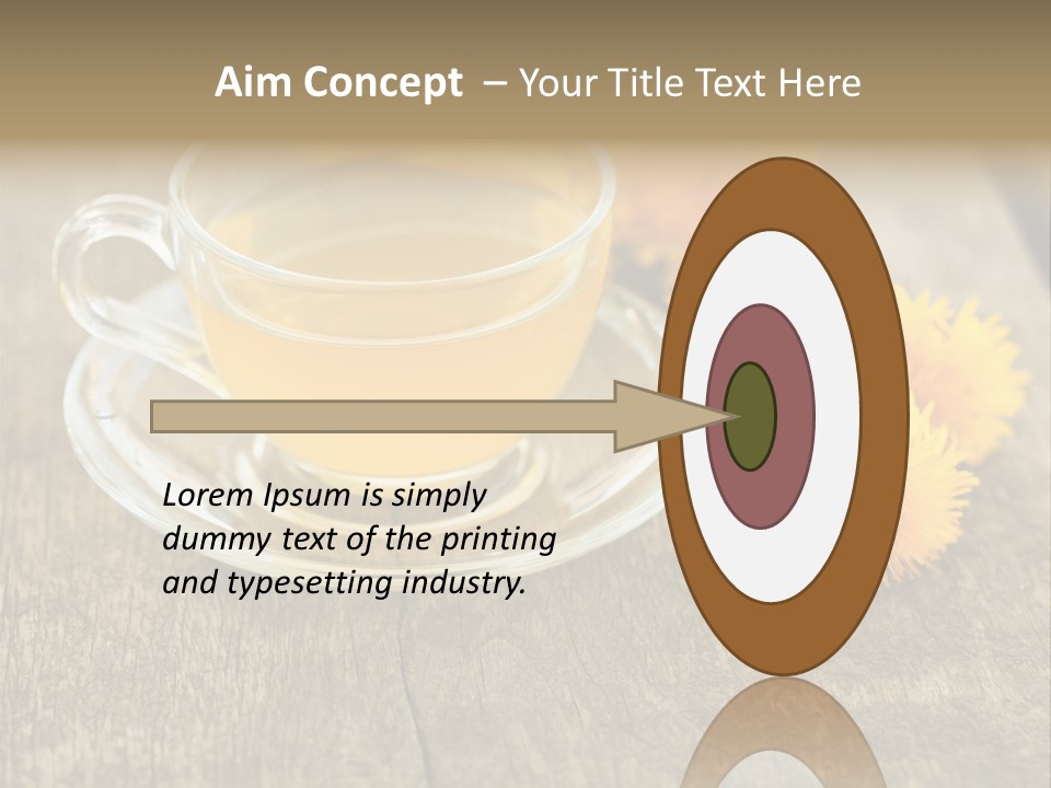 A Cup Of Tea With Dandelions On A Wooden Table PowerPoint Template
