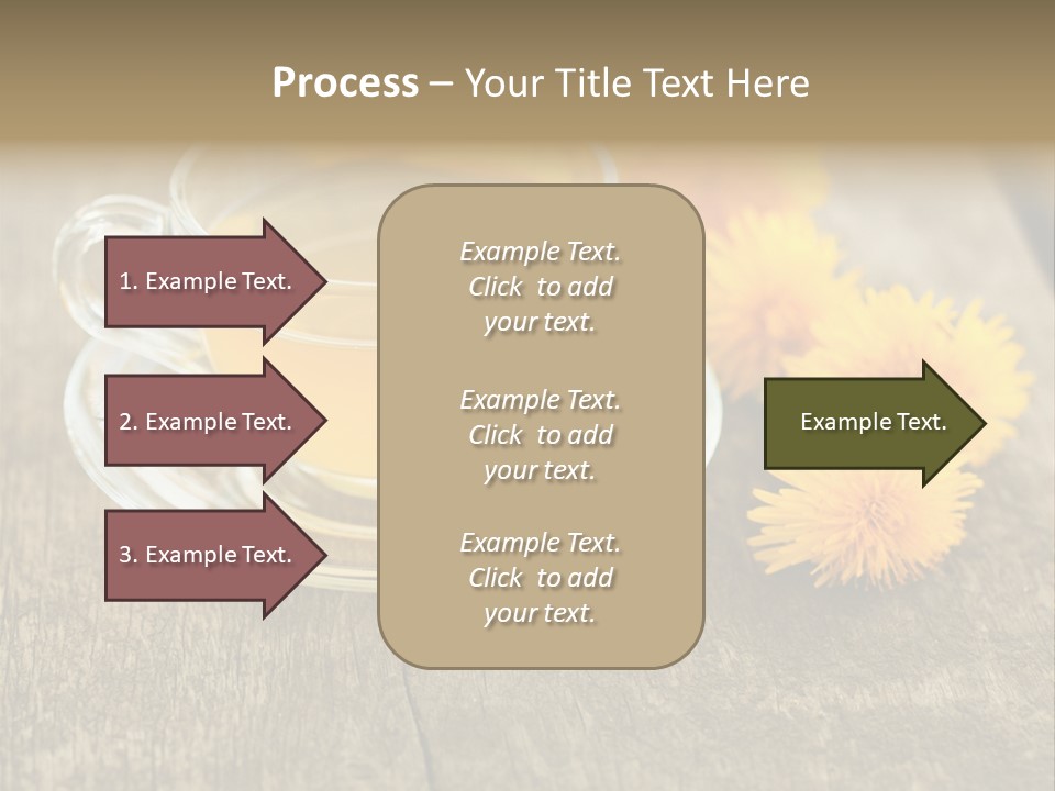 A Cup Of Tea With Dandelions On A Wooden Table PowerPoint Template
