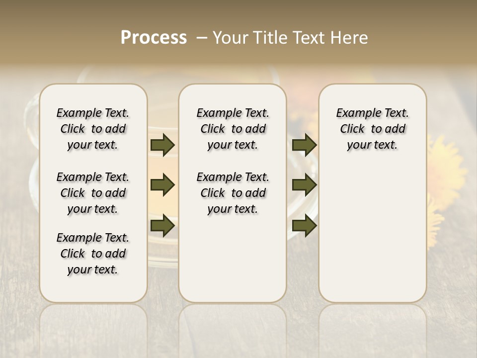 A Cup Of Tea With Dandelions On A Wooden Table PowerPoint Template