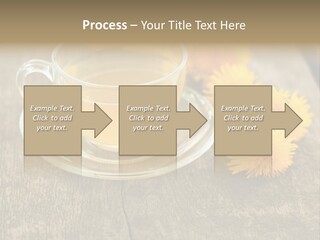 A Cup Of Tea With Dandelions On A Wooden Table PowerPoint Template