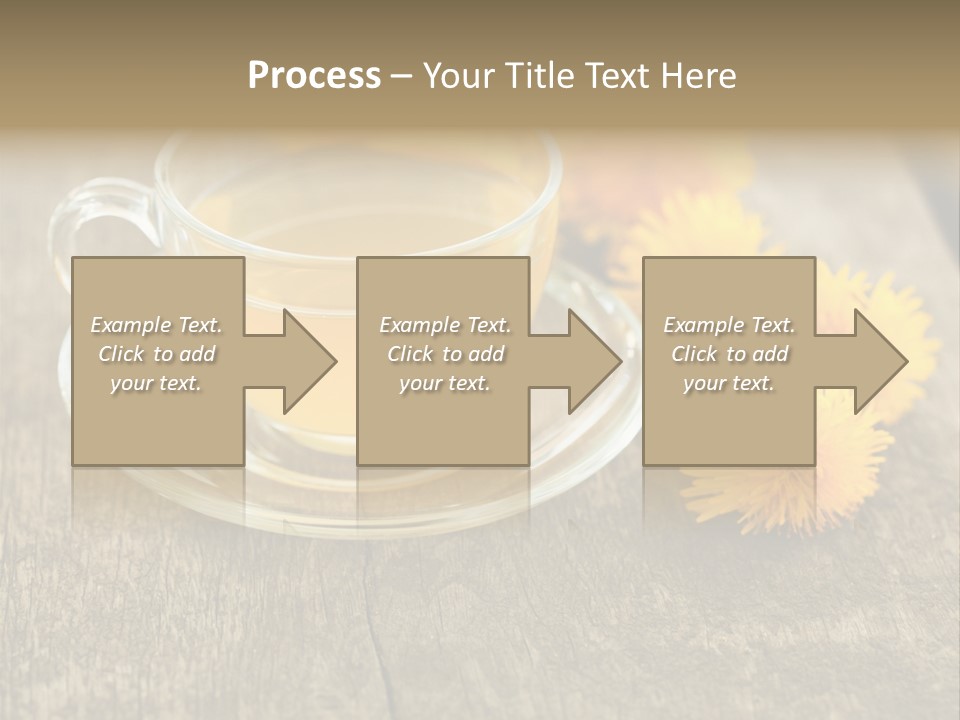 A Cup Of Tea With Dandelions On A Wooden Table PowerPoint Template