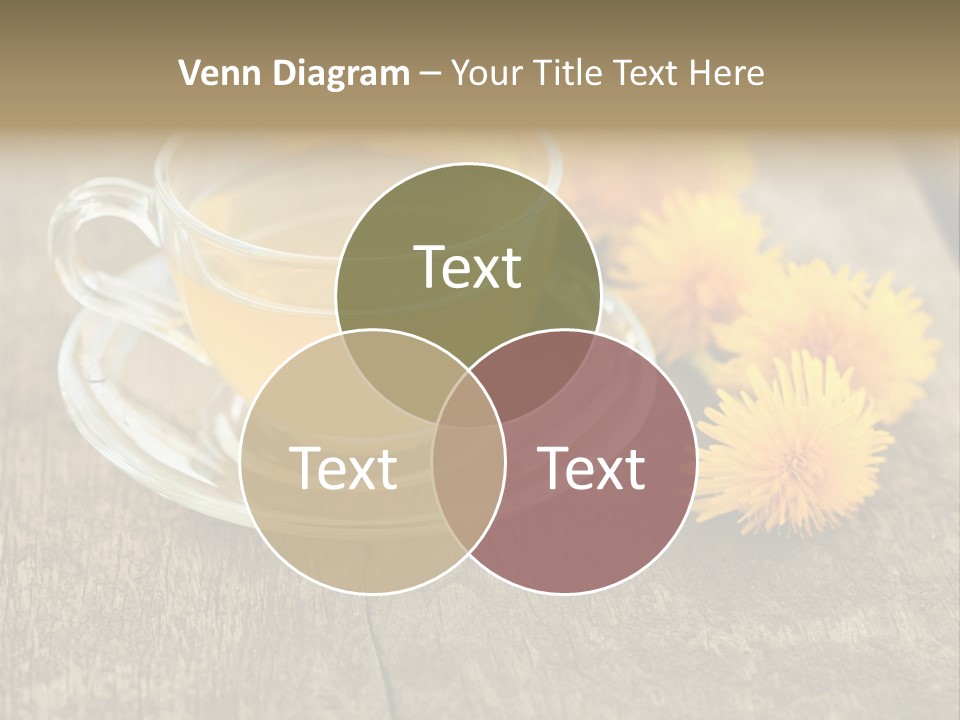 A Cup Of Tea With Dandelions On A Wooden Table PowerPoint Template