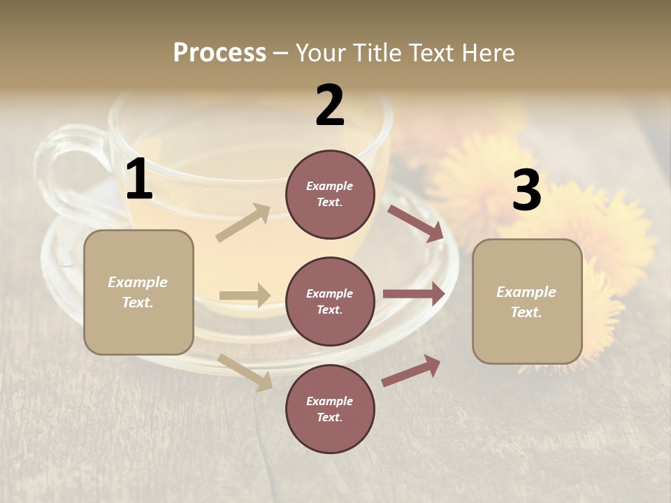 A Cup Of Tea With Dandelions On A Wooden Table PowerPoint Template