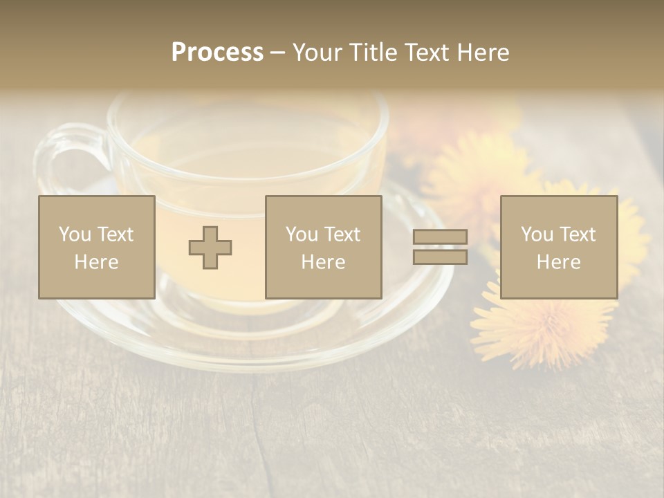 A Cup Of Tea With Dandelions On A Wooden Table PowerPoint Template