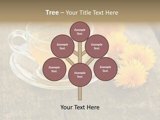 A Cup Of Tea With Dandelions On A Wooden Table PowerPoint Template