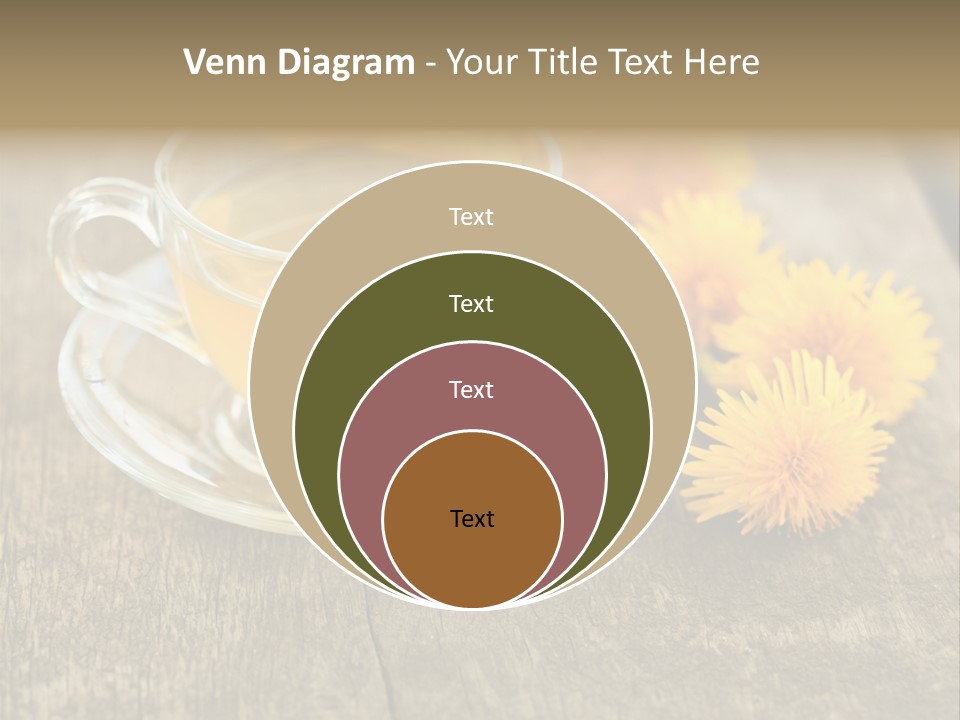 A Cup Of Tea With Dandelions On A Wooden Table PowerPoint Template