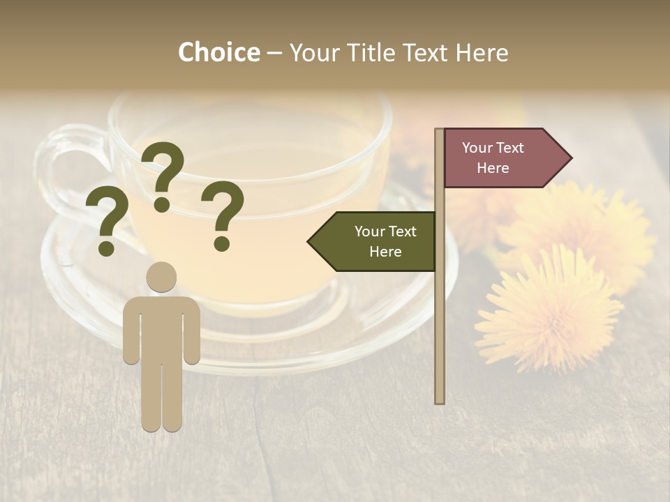 A Cup Of Tea With Dandelions On A Wooden Table PowerPoint Template