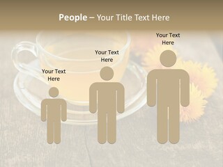 A Cup Of Tea With Dandelions On A Wooden Table PowerPoint Template