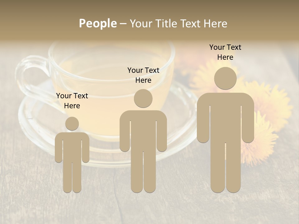 A Cup Of Tea With Dandelions On A Wooden Table PowerPoint Template