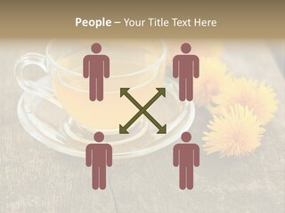 A Cup Of Tea With Dandelions On A Wooden Table PowerPoint Template