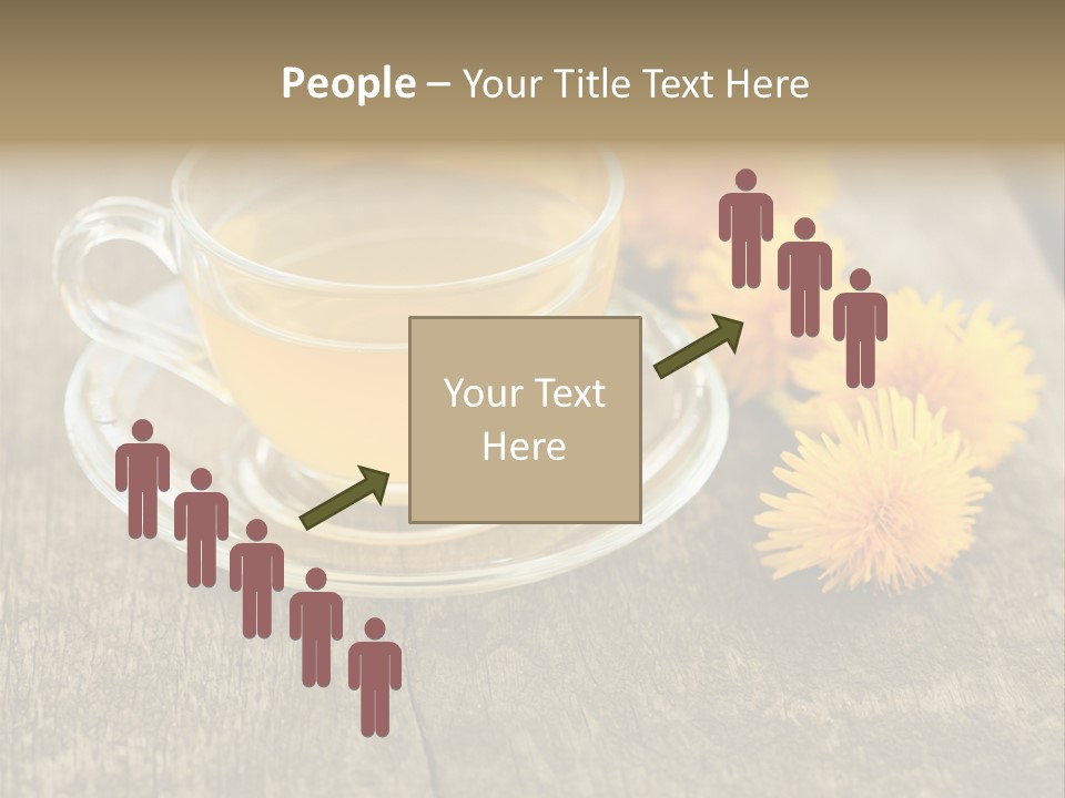 A Cup Of Tea With Dandelions On A Wooden Table PowerPoint Template